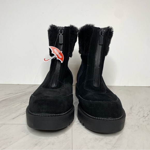 New! Blondo Hayven Black Suede Faux Fur Cuff Boot 8M - Picture 2 of 14